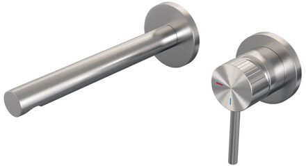 Brauer Stripe Inbouw Wastafelmengkraan - rechte uitloop en rozetten - model A1 - RVS-kleurig geborsteld PVD 5-NG-331