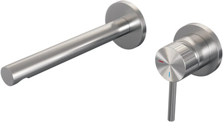 Brauer Stripe Inbouw Wastafelmengkraan - rechte uitloop en rozetten - model A1 - RVS-kleurig geborsteld PVD 5-NG-331