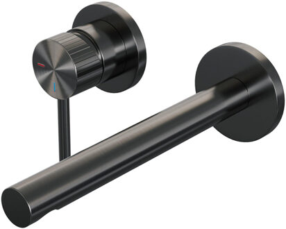 Brauer Stripe Inbouw Wastafelmengkraan - rechte uitloop en rozetten - model A2 - gunmetal geborsteld PVD 5-GM-335 gunmetal (antraciet)