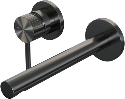 Brauer Stripe Inbouw Wastafelmengkraan - rechte uitloop en rozetten - model A2 - gunmetal geborsteld PVD 5-GM-335 gunmetal (antraciet)