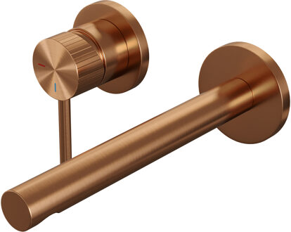 Brauer Stripe Inbouw Wastafelmengkraan - rechte uitloop en rozetten - model A2 - koper geborsteld PVD 5-GK-335