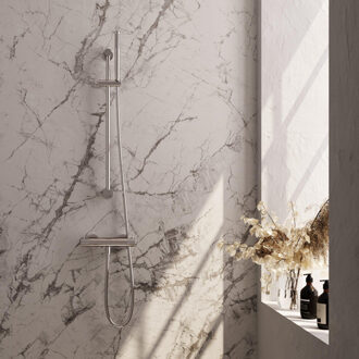 Brauer Stripe Opbouw Douche Thermostaatkraan - SET 01 - glijstang - staaf handdouche - doucheslang - chroom 5-CE-345