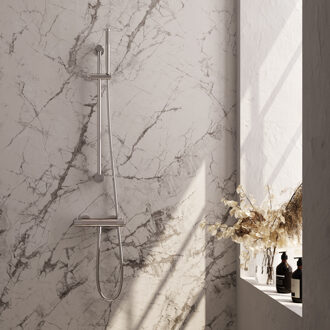 Brauer Stripe Opbouw Douche Thermostaatkraan - SET 01 - glijstang - staaf handdouche - doucheslang - chroom 5-CE-345