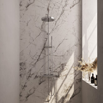 Brauer Stripe Opbouw Thermostatische Regendouche - SET 01 - 25cm hoofddouche - staaf handdouche - doucheslang - chroom 5-CE-348