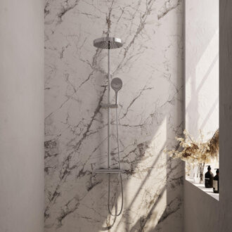 Brauer Stripe Opbouw Thermostatische Regendouche - SET 02 - 25cm hoofddouche - 3-standen handdouche - doucheslang - chroom 5-CE-349