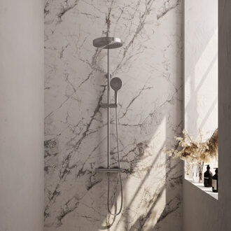 Brauer Stripe Opbouw Thermostatische Regendouche - SET 02 - 25cm hoofddouche - 3-standen handdouche - doucheslang - RVS-kleurig geborsteld PVD 5-NG-349