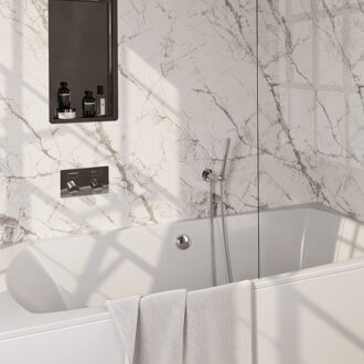 Brauer Stripe Thermostatische Badkraan - drukknoppen - SET 03 - inbouw - badvulcombinatie - staaf handdouche - doucheslang - wandaansluitbocht - chroom 5-CE-361