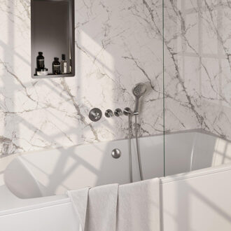 Brauer Stripe Thermostatische Badkraan - SET 02 - inbouw - badvulcombinatie - 3-standen handdouche - doucheslang - wandaansluitbocht - RVS-kleurig geborsteld PVD 5-NG-360