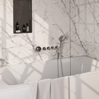 Brauer Stripe Thermostatische Badkraan - SET 02 - inbouw - uitloop - 3-standen handdouche - doucheslang - wandaansluitbocht - chroom 5-CE-358