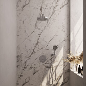 Brauer Stripe Thermostatische Inbouw Regendouche - 3-weg - rond - SET 40 - 25cm douchekop - rechte muurarm - 3-standen handdouche - doucheslang - wandaansluitbocht - chroom 5-CE-443