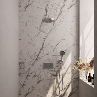 Brauer Stripe Thermostatische Inbouw Regendouche - drukknoppen - SET 29 - 25cm douchekop - gebogen muurarm - 3-standen handdouche - doucheslang - wandaansluitbocht - chroom 5-CE-421