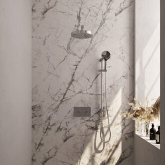 Brauer Stripe Thermostatische Inbouw Regendouche - drukknoppen - SET 34 - 25cm douchekop - rechte muurarm - 3-standen handdouche - doucheslang - geïntegreerde glijstang - chroom 5-CE-431