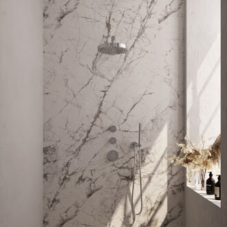 Brauer Stripe Thermostatische Inbouw Regendouche - SET 01 - 25cm douchekop - rechte muurarm - staaf handdouche - doucheslang - wandaansluitbocht - chroom 5-CE-365