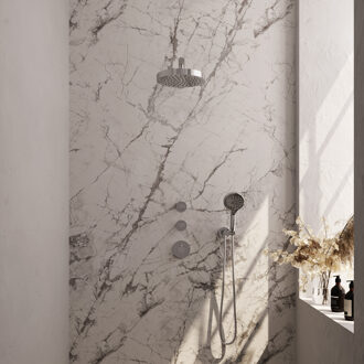 Brauer Stripe Thermostatische Inbouw Regendouche - SET 04 - 25cm douchekop - rechte muurarm - 3-standen handdouche - doucheslang - wandaansluitbocht - chroom 5-CE-371