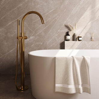 Brauer Stripe Vrijstaande Badmengkraan - SET 01 - staaf handdouche - doucheslang - goud geborsteld PVD 5-GG-337