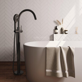 Brauer Stripe Vrijstaande Badmengkraan - SET 02 - 3-standen handdouche - doucheslang - gunmetal geborsteld PVD 5-GM-338 gunmetal (antraciet)
