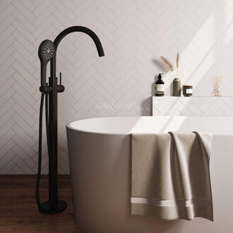 Brauer Stripe Vrijstaande Badmengkraan - SET 02 - 3-standen handdouche - doucheslang - mat zwart 5-S-338