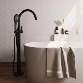 Brauer Stripe Vrijstaande Badmengkraan - SET 02 - 3-standen handdouche - doucheslang - mat zwart 5-S-338