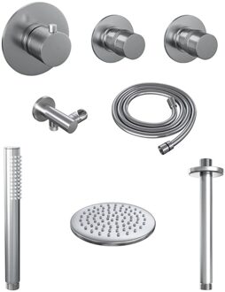 Brauer Thermostatisch Inbouwdoucheset Brauer Brushed 20cm Hoofddouche Plafondarm Staafhanddouche Geborsteld RVS