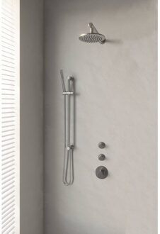 Brauer Thermostatisch Inbouwdoucheset Brauer Brushed 20cm Hoofddouche Wandarm Staafhanddouche op Glijstang Geborsteld RVS