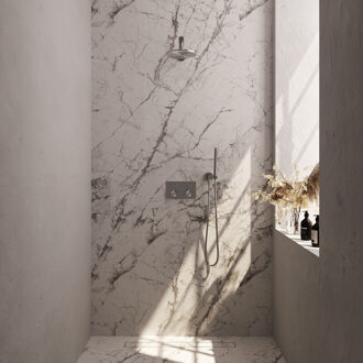 Brauer Thermostatische Inbouw Regendouche Brauer Brushed Edition Met Drukknoppen SET 72 Met 30 cm Douchekop En Plafondarm En 3-Standen Handdouche En Doucheslang En Geintegreerde Glijstang RVS