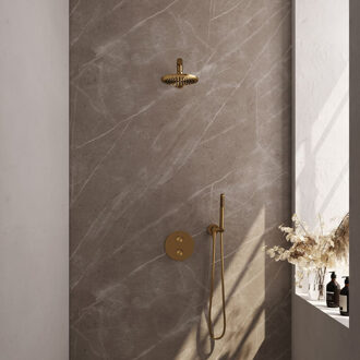 Brauer Thermostatische Inbouwdoucheset Brauer Carving Met Ronde Afdekplaat Goud Alle Opties)