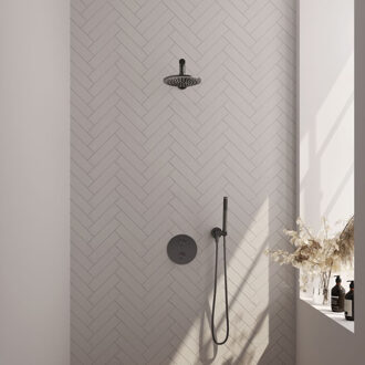Brauer Thermostatische Inbouwdoucheset Brauer Gunmetal Edition Met Ronde Afdekplaat (Alle Opties) Gun Metal