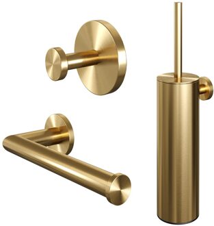 Brauer Toiletaccessoire Set Brauer Gold 3-in-1 met PVD coating Geborsteld Goud Wit Chroom