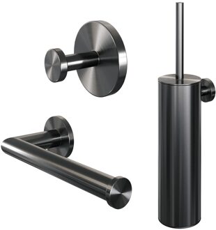 Brauer Toiletaccessoire Set Brauer Gunmetal 3-in-1 met PVD coating Geborsteld Gunmetal Brauer