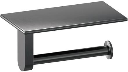 Brauer Toiletrolhouder Met Planchet - Gunmetal Geborsteld Pvd