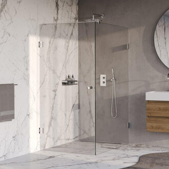 Brauer Void Carving Douchecabine - 100x140x200cm - draaideur - glascoating - omkeerbaar - helder glas - Chroom GS-VOCC1H100140200CE