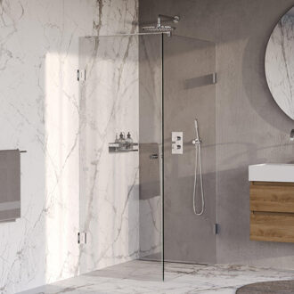 Brauer Void Carving Douchecabine - 80x120x200cm - draaideur - glascoating - omkeerbaar - helder glas - Chroom GS-VOCC1H80120200CE