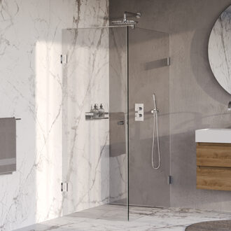 Brauer Void Carving Douchecabine - 80x120x200cm - draaideur - glascoating - omkeerbaar - helder glas - Chroom GS-VOCC1H80120200CE