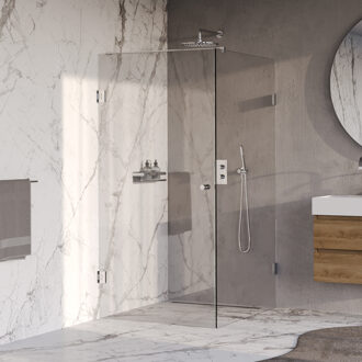 Brauer Void Carving Douchecabine - 90x120x200cm - draaideur - glascoating - omkeerbaar - helder glas - Chroom GS-VOCC1H90120200CE