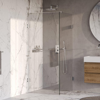 Brauer Void Carving Douchecabine - 90x90x200cm - draaideur - glascoating - omkeerbaar - helder glas - Chroom GS-VOCC1H9090200CE