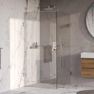 Brauer Void Carving douchecabine met draaideur helder glas 100x100x200 incl. glascoating chroom