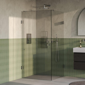 Brauer Void Carving douchecabine met draaideur helder glas 100x100x200 incl. glascoating PVD RVS-kleurig geborsteld