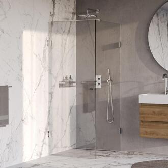 Brauer Void - Carving Douchecabine met Draaideur - Helder Glas - 80x100x200 cm - incl. Glascoating - Chroom