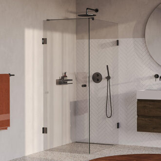 Brauer Void Carving douchecabine met draaideur helder glas 80x120x200 incl. glascoating PVD gunmetal geborsteld