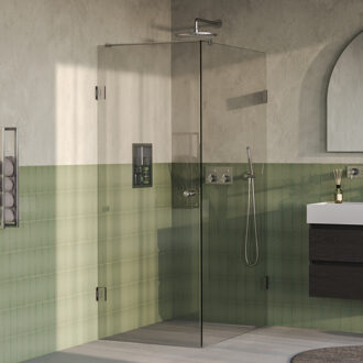 Brauer Void Carving douchecabine met draaideur helder glas 80x120x200 incl. glascoating PVD RVS-kleurig geborsteld