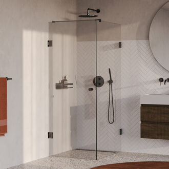 Brauer Void Carving douchecabine met draaideur helder glas 90x100x200 incl. glascoating PVD gunmetal geborsteld