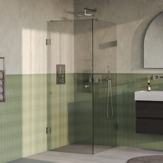 Brauer Void Carving douchecabine met draaideur helder glas 90x100x200 incl. glascoating PVD RVS-kleurig geborsteld