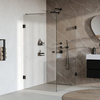 Brauer Void Carving douchecabine met draaideur helder glas 90x140x200 incl. glascoating mat zwart