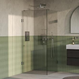 Brauer Void - Carving Douchecabine met Draaideur - Helder Glas - 90x90x200 cm - incl. Glascoating - PVD RVS-Kleurig Geborsteld