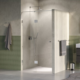 Brauer Void Carving Nisdeur - 2-delig - 110x200cm - 60cm draaideur aan glas - glascoating - omkeerbaar - helder glas - Geborsteld RVS PVD GS-VOCN3H6050200NG RVS geborsteld