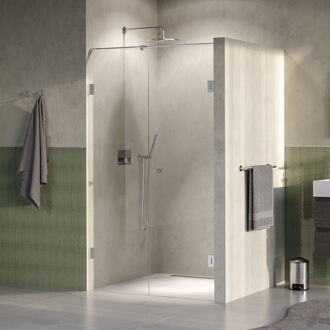 Brauer Void Carving Nisdeur - 2-delig - 120x200cm - 60cm draaideur aan muur - glascoating - omkeerbaar - helder glas - Geborsteld RVS PVD GS-VOCN2H6060200NG RVS geborsteld