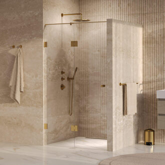 Brauer Void Carving nisdeur 2-delig helder glas 120x200 omkeerbaar met draaideur 60 aan glas incl. glascoating PVD goud geborsteld