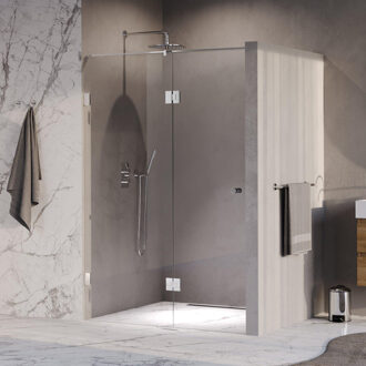 Brauer Void Carving nisdeur 2-delig helder glas 130x200 omkeerbaar met draaideur 60 aan glas incl. glascoating chroom