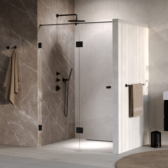 Brauer Void Carving nisdeur 2-delig helder glas 140x200 omkeerbaar met draaideur 70 aan glas incl. glascoating mat zwart