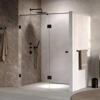 Brauer Void - Carving Nisdeur - 2-Delig - Helder Glas - 150 x 200 cm - Omkeerbaar - met Draaideur 70 cm - Aan Glas - incl. Glascoating - Mat Zwart